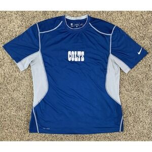 Nike Indianapolis Colts Shirt Mens XL Blue On Field Dri‎ Fit Logo